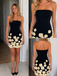 Strapless Black Homecoming Dress with 3D White Roses, PD3690
