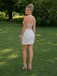 Silver Beaded Corset Mini Dress with Slit, PD3697
