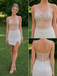 Silver Beaded Corset Mini Dress with Slit, PD3697