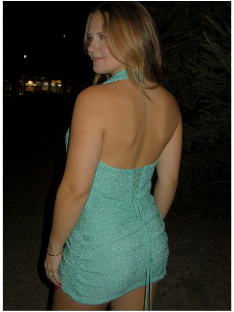 Sexy Shiny Halter Sleeveless Lace Up Back Sheath Mini Dresses/ Homecoming Dresses, PD3671