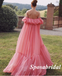Elegant Chiffon Off Shoulder A-Line Long Prom Dresses, PD3799