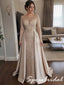 Elegant Champagne Beaded Satin Long Sleeves Mother Of The Bride Gown, SFM023