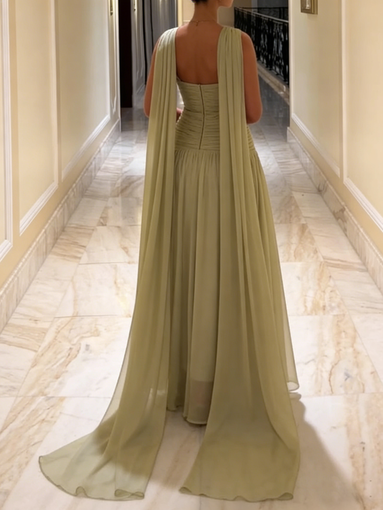 Elegant Chiffon Spaghetti Straps Cowl Mother Of The Bride Dresses, SFM013