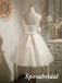 Sexy White Satin Spaghetti Straps V-Neck A-Line Mini Dresses/ Homecoming Dresses With Beading, PD3570