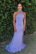 Light Purple Strapless Beaded Mermaid Prom Dress with High Slit, PD4127