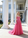 Hot Pink Strapless Lace Sequin Tulle Ball Gown, Formal Prom Dress with Boning, PD4136