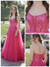 Hot Pink Strapless Lace Sequin Tulle Ball Gown, Formal Prom Dress with Boning, PD4136