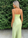 Light Green Soft Satin Slip Maxi Dress High Slit Sexy Elegant Formal Dress, PD4139