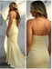 Pale Yellow Jersey Cowl Mermaid Gown High Slit Sexy Wedding Guest Dress, PD4143
