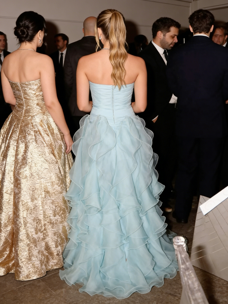 Elegant Strapless Ruffle Tiered Formal Gown | Red Carpet & Prom Dress, PD4155