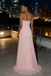 Flowy Blush Pink Chiffon Strapless Ruched Waist Formal Gown | Wedding & Evening Dress, PD4159