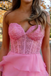 Pink Strapless Ruffled A-Line Prom Dress with High Slit - Tiered Chiffon Formal Evening Gown, PD4161