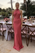 Coral Halter Backless Satin Mermaid Prom Dress - Elegant Formal Evening Gown, PD4163