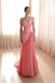 Gradient Pink Off Shoulder Pleated Floral Mermaid Prom Dress - Romantic Formal Evening Gown, PD4167