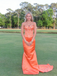Stunning Orange Soft Satin Sweetheart Embellished Mermaid Prom Dress Corset Back Formal Gown, PD4170
