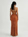 Glam Orange Sequin Off Shoulder High Slit Mermaid Prom Dress Formal Evening Gown, PD4172
