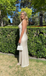 Elegant Ivory Satin Halter Cowl Neck Backless Mermaid Floor Length Formal Gown, PD4173