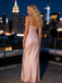 Simple Blush Pink Soft Satin Spaghetti Strap Slip Maxi Dress for Evening Party, PD4182