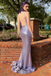 Lavender Purple Sequin Spaghetti Strap Mermaid Prom Dress with Slit & Open Back, PD4187