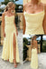Stunning Butter Yellow Soft Satin Spaghetti Straps Mermaid Prom Dress with High Slit for Formal Events & Weddings, PD4198