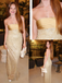 Glamorous Champagne Gold Sequin Mermaid Evening Dress | Strapless Beaded Prom Gown, PD4199
