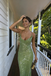 Eye-Catching Avocado Green Sequin Backless Prom Dress | V-Neck Mermaid Evening Gown, PD4200
