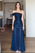 Romantic Navy Blue One Shoulder Sequin Chiffon Evening Gown | Formal Prom Dress, PD4201