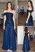 Romantic Navy Blue One Shoulder Sequin Chiffon Evening Gown | Formal Prom Dress, PD4201