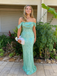 Gorgeous Mint Green Off-the-Shoulder Sequin Mermaid Prom Gown | Evening Dress, PD4205