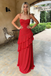 Elegant Chiffon Spaghetti Strap Ruffled Backless Evening Maxi Dress Prom Gown, PD4206