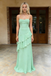 Elegant Chiffon Spaghetti Strap Ruffled Backless Evening Maxi Dress Prom Gown, PD4206