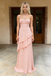 Elegant Chiffon Spaghetti Strap Ruffled Backless Evening Maxi Dress Prom Gown, PD4206