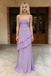 Elegant Chiffon Spaghetti Strap Ruffled Backless Evening Maxi Dress Prom Gown, PD4206