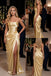 Sparkly Satin Strapless Ruched High Slit Mermaid Formal Evening Gown for Women, PD4218