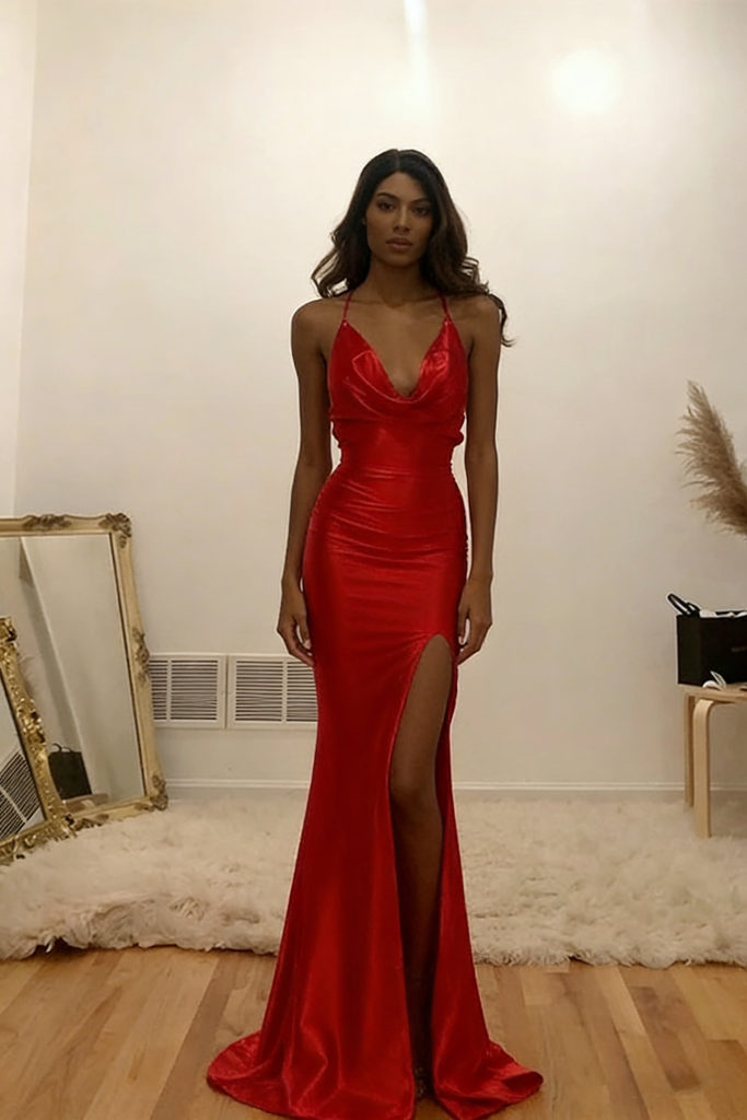 sexy red silk dress Red Satin Cocktail Dress - Sexy Red Mini Dress - Cowl Neck Mini