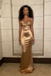 Elegant Bronze Gold Satin Spaghetti Straps Cowl Mermaid Long Evening Gown for Prom Wedding, PD4221