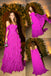 Flowy Fuchsia Off Shoulder Ruffle Chiffon Formal Evening Gown for Wedding&Gala&Party, PD4230
