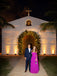 Flowy Fuchsia Off Shoulder Ruffle Chiffon Formal Evening Gown for Wedding&Gala&Party, PD4230