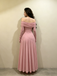 Pink Off Shoulder Long Sleeve Embroidered Prom Dress | Elegant Formal Evening Gown, PD4231