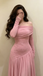 Pink Off Shoulder Long Sleeve Embroidered Prom Dress | Elegant Formal Evening Gown, PD4231