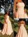 Blush Pink Strapless Ruched Ball Gown, Flowy Formal Prom Dress with Train for Special Occasion, PD4237