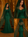 Elegant Emerald Green Embellished Mermaid Wedding Gown With Sparkle Veil, PD4242