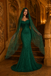 Elegant Emerald Green Embellished Mermaid Wedding Gown With Sparkle Veil, PD4242