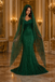 Elegant Emerald Green Embellished Mermaid Wedding Gown With Sparkle Veil, PD4242