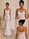 Nude Lined Lace Spaghetti Straps Wedding Dress Fitted Mermaid Style, WD3121