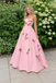 Pink Strapless Floral Embroidered A Line Prom Dress, PD4256