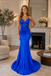 Royal Blue Sparkle Satin Mermaid Prom Dress With Criss Cross Back, PD4257