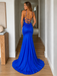 Royal Blue Sparkle Satin Mermaid Prom Dress With Criss Cross Back, PD4257