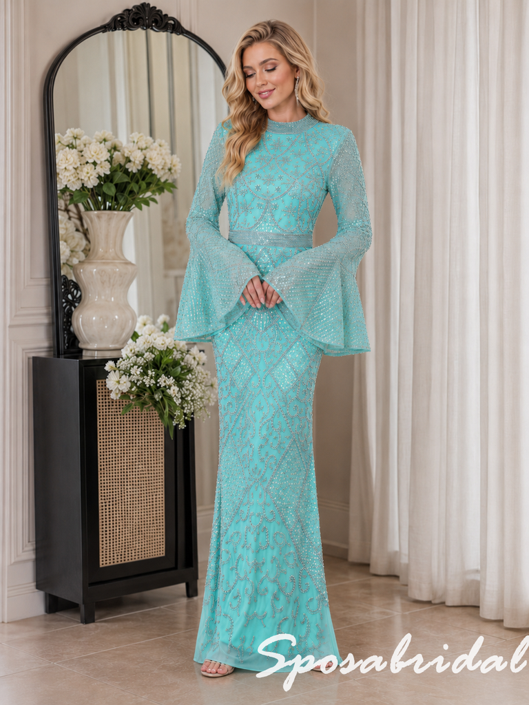 turquoise long dress with sleeves Giulia Long Sleeve Maxi Dress, Teal Jolie Moi Retail