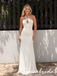 Cream Halter Keyhole Twist Knot Jersey Mermaid Wedding Guest Dress, PD4261